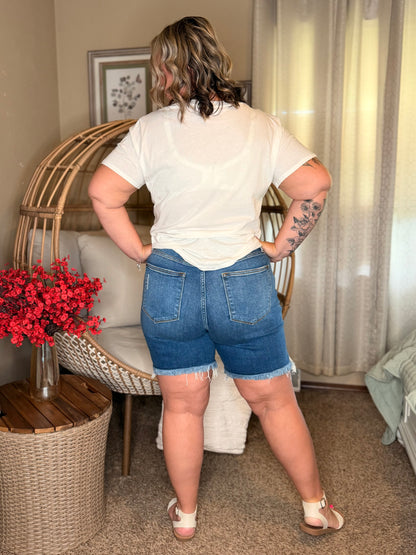 Kelsey Mid Rise Distressed Cutoff Shorts