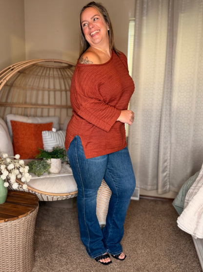 Slouchy Gal Off Shoulder Textured Top