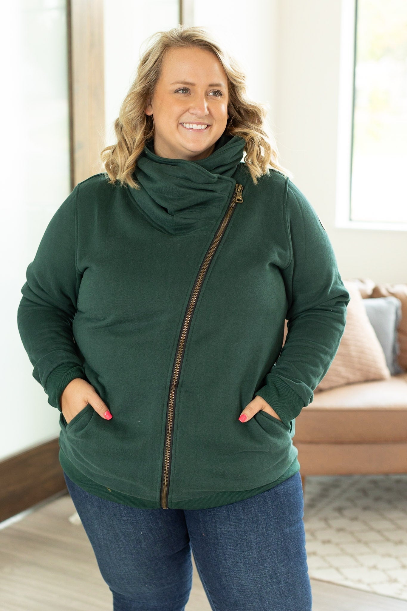 Michelle Mae Quinn ZipUp Cowl - Evergreen