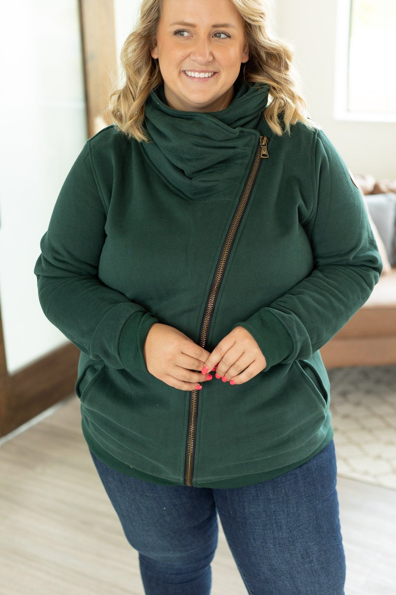 Michelle Mae Quinn ZipUp Cowl - Evergreen