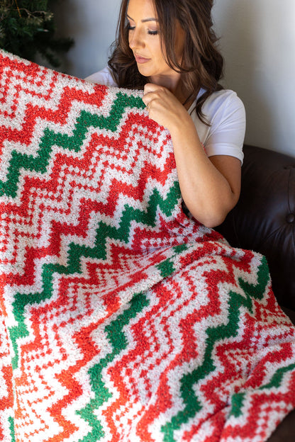 Michelle Mae Plush and Fuzzy Blanket - Holiday Chevron