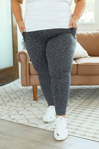 Michelle Mae Athleisure Leggings - Charcoal Leopard