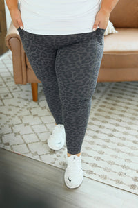 Michelle Mae Athleisure Leggings - Charcoal Leopard