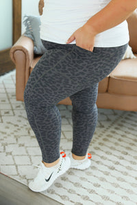 Michelle Mae Athleisure Leggings - Charcoal Leopard