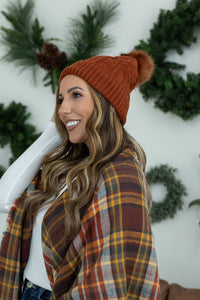 Michelle Mae Bella Braid Beanie - Rust