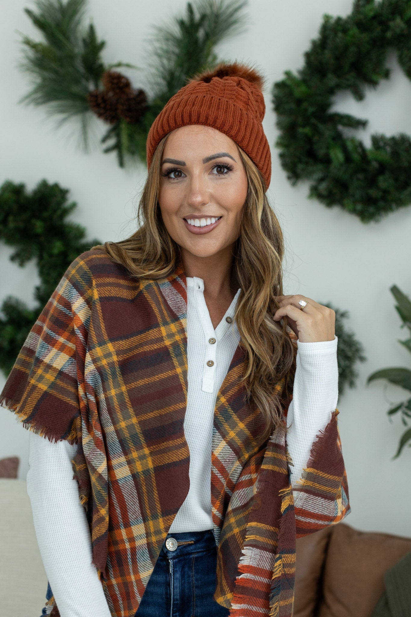 Michelle Mae Bella Braid Beanie - Rust