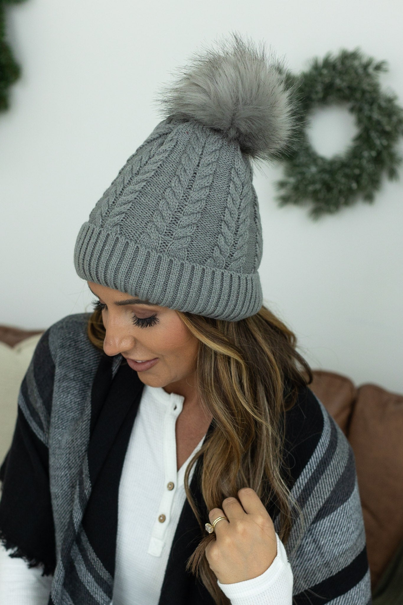 Michelle Mae Bella Braid Beanie - Grey