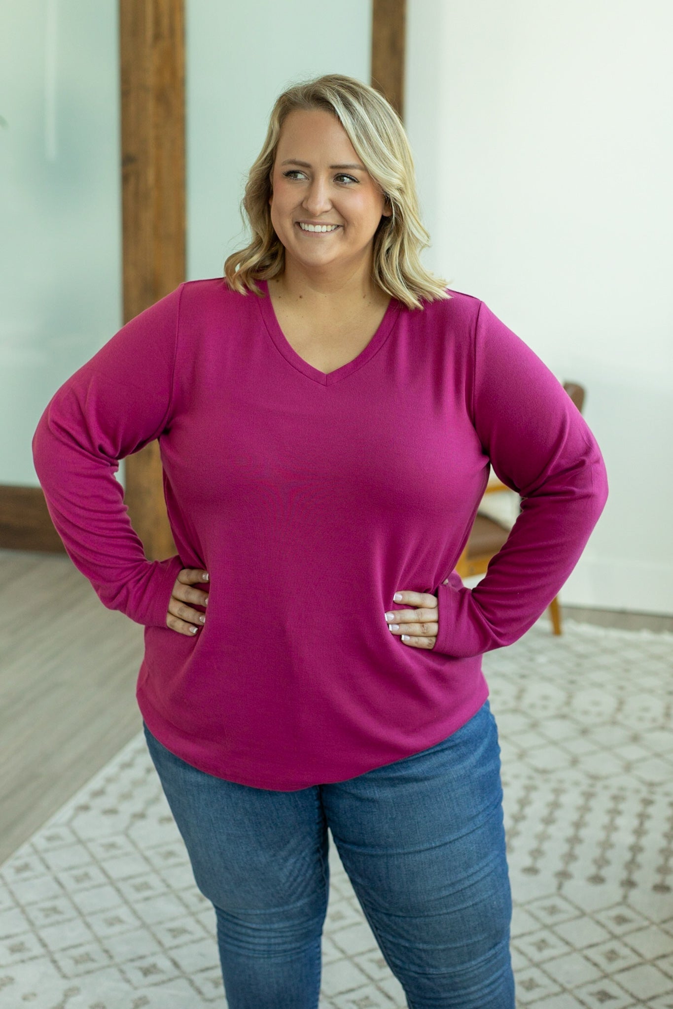 Michelle Mae Leah Long Sleeve Top - Magenta