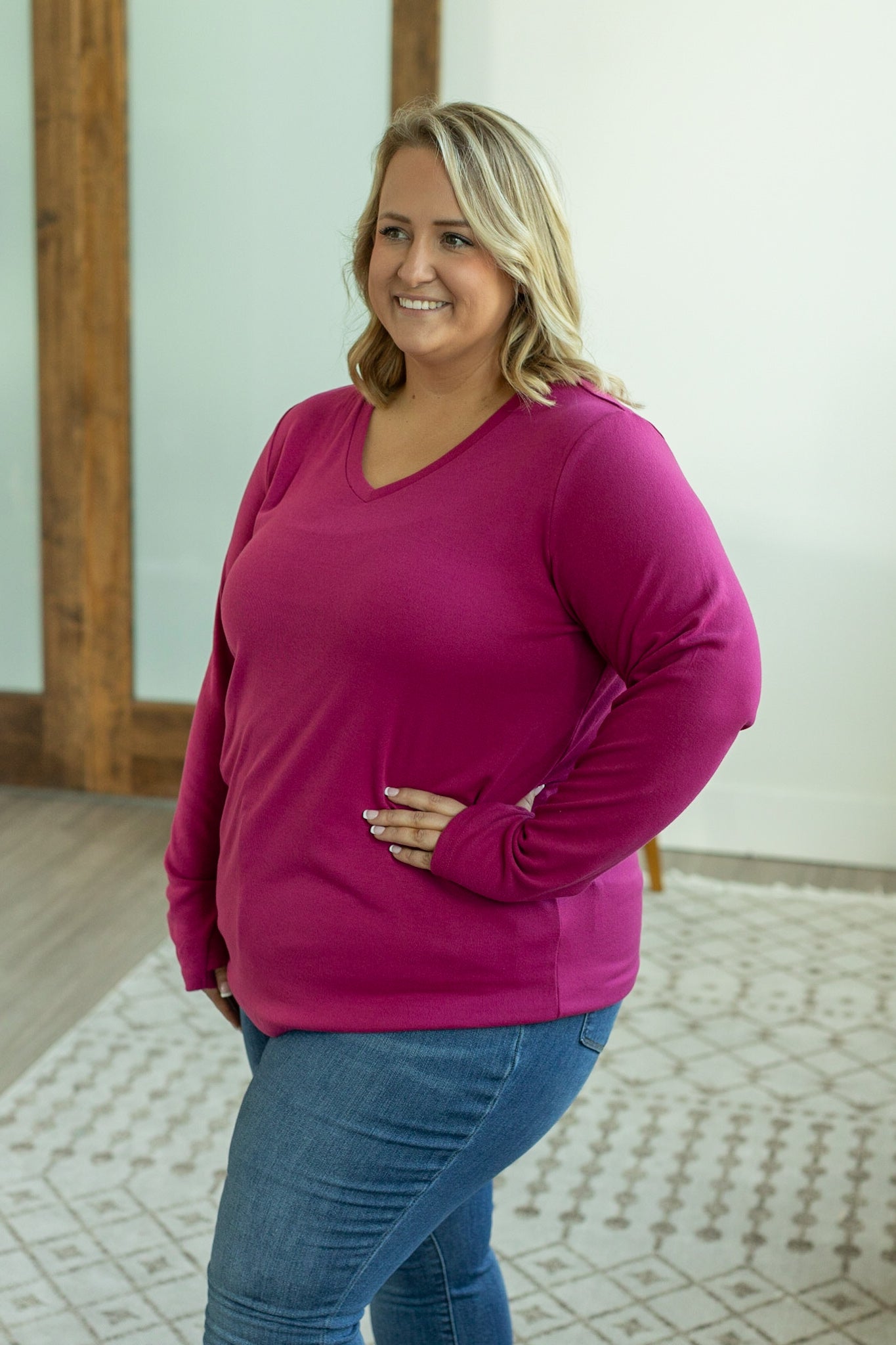 Michelle Mae Leah Long Sleeve Top - Magenta