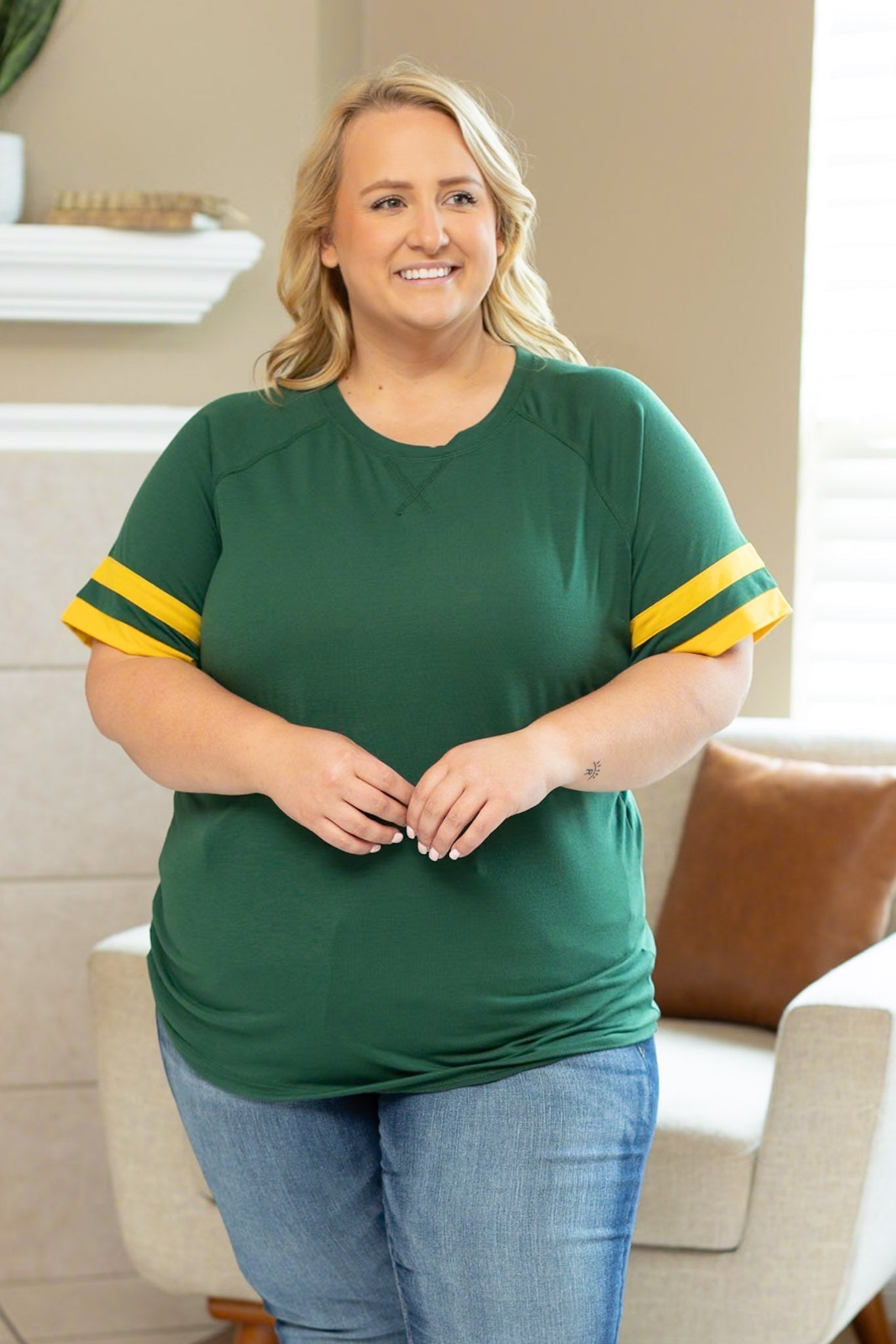 Michelle Mae Kylie Tee - Green Bay Green and Yellow