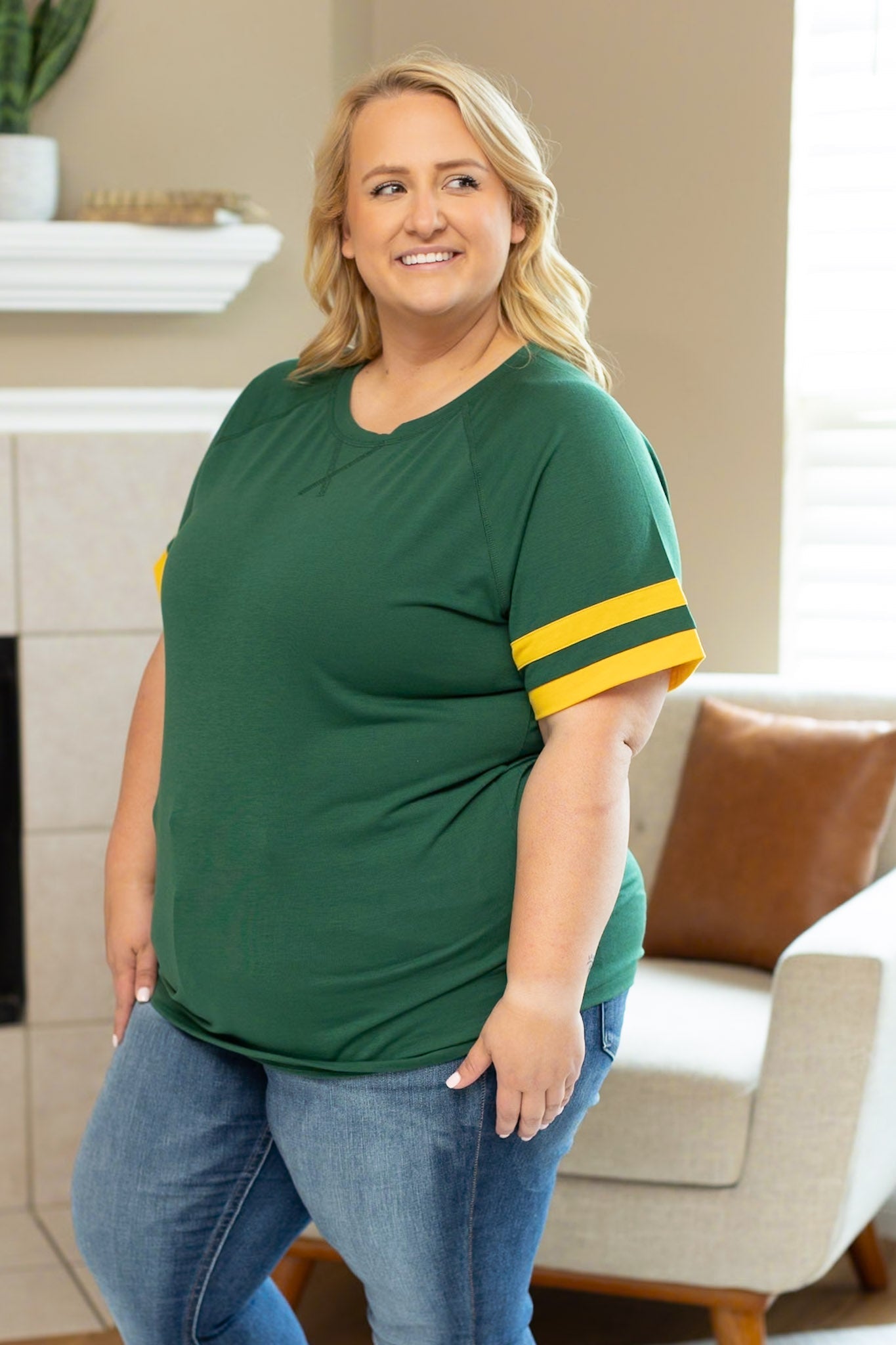 Michelle Mae Kylie Tee - Green Bay Green and Yellow