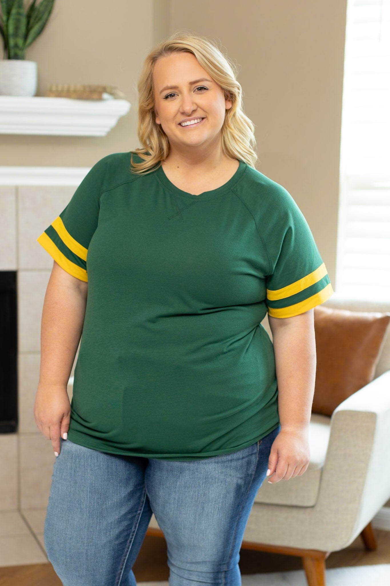 Michelle Mae Kylie Tee - Green Bay Green and Yellow