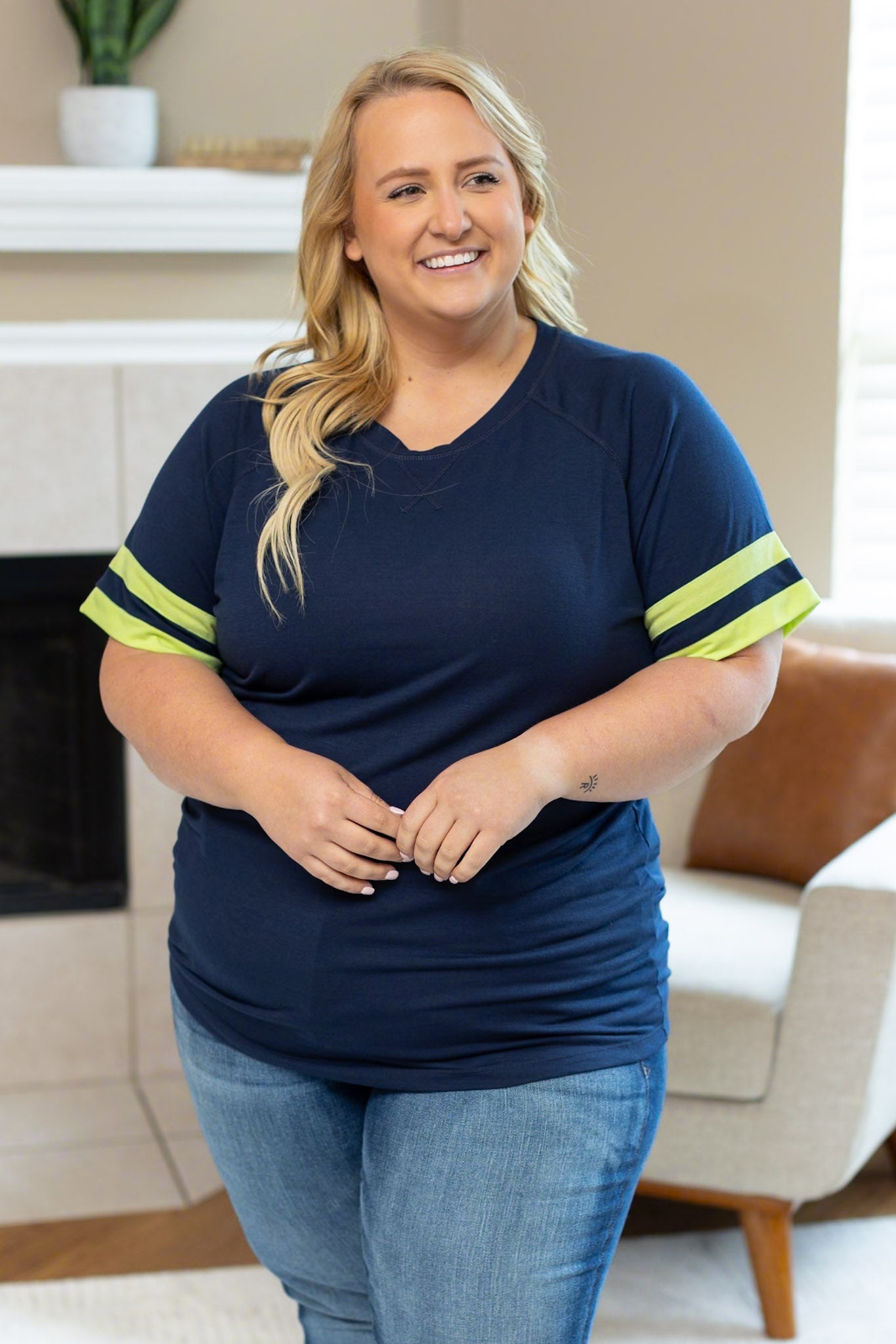 Michelle Mae Kylie Tee - Seattle Navy and Lime