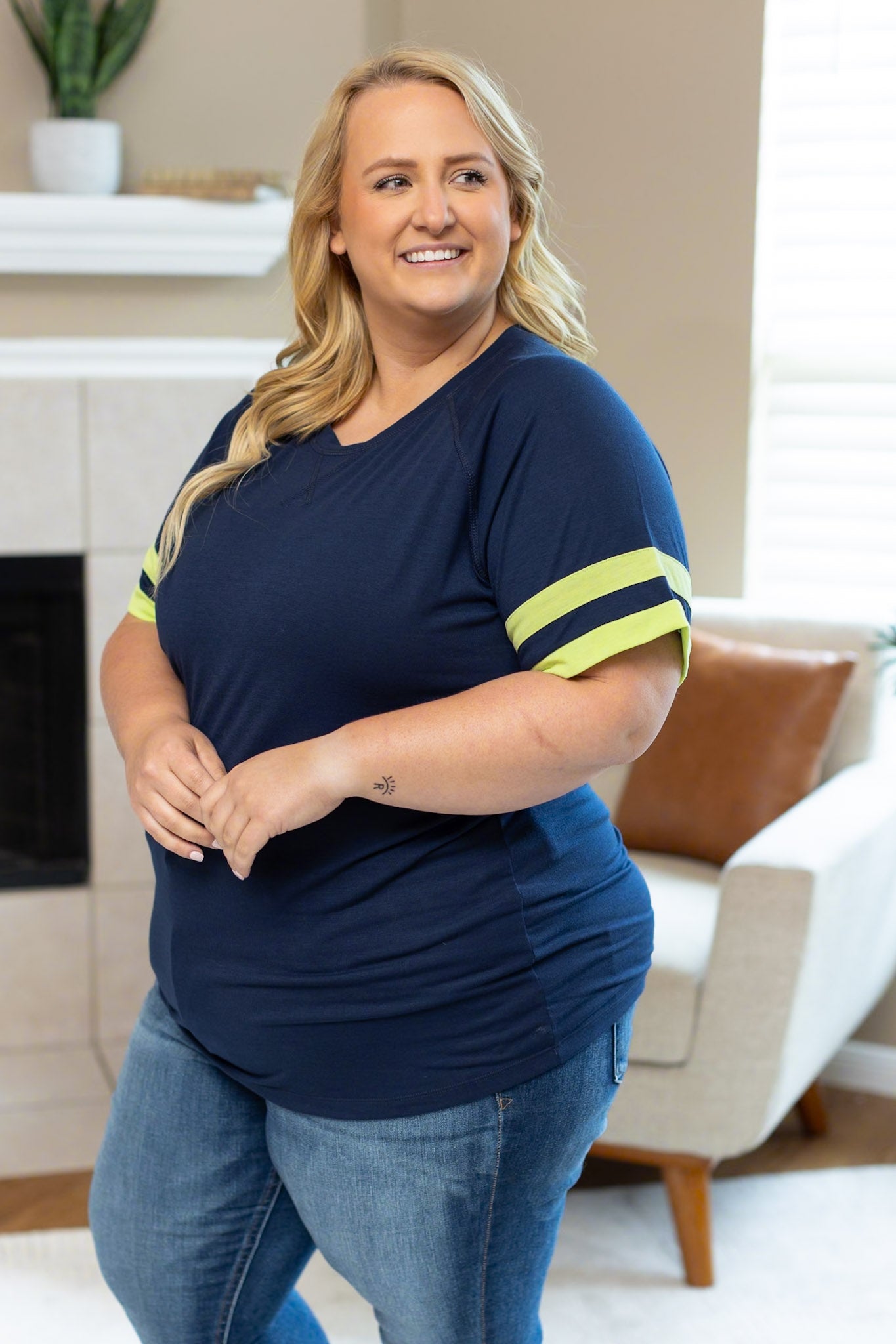 Michelle Mae Kylie Tee - Seattle Navy and Lime