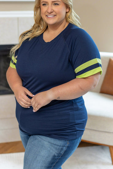 Michelle Mae Kylie Tee - Seattle Navy and Lime