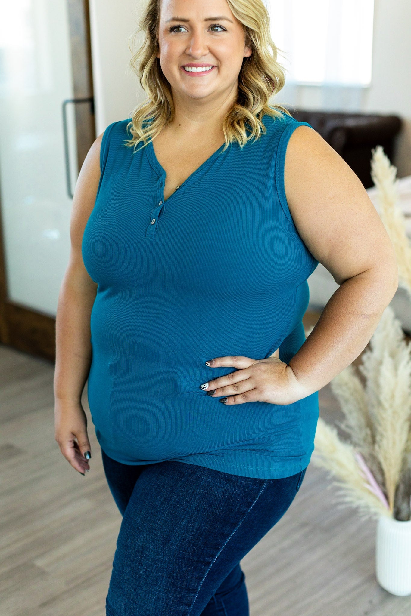 IN STOCK Addison Henley Tank - Teal