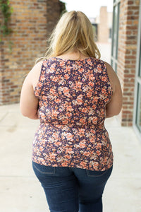 Michelle Mae Luxe Crew Tank - Navy Floral Mix