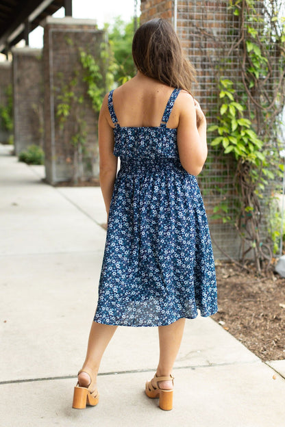 Michelle Mae Cassidy Midi Dress - Blue Floral Mix