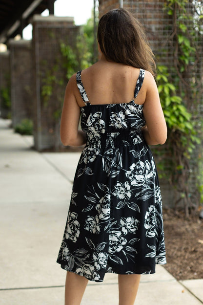 Michelle Mae Cassidy Midi Dress - Black and White Floral