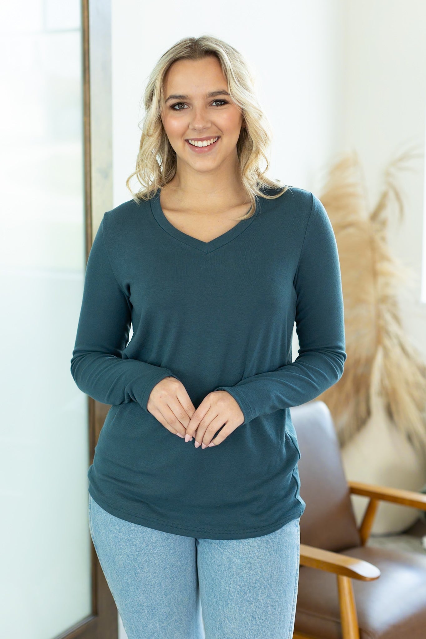 Michelle Mae Leah Long Sleeve Top - Teal