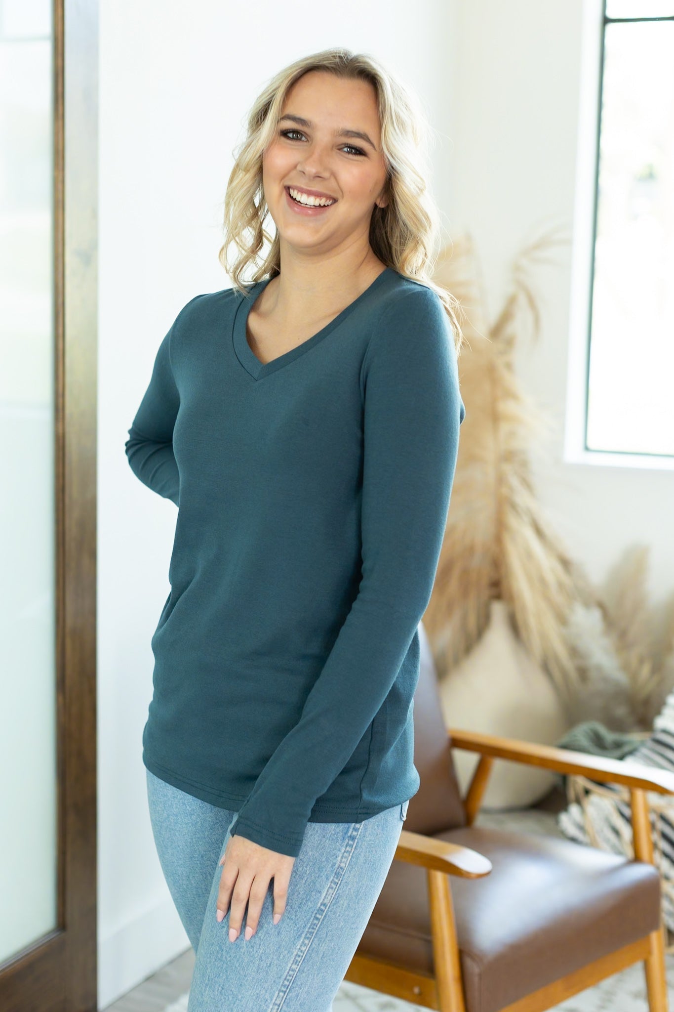 Michelle Mae Leah Long Sleeve Top - Teal