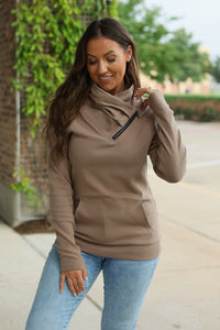 Michelle Mae Classic Zoey ZipCowl Sweatshirt - Mocha