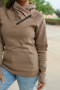 Michelle Mae Classic Zoey ZipCowl Sweatshirt - Mocha