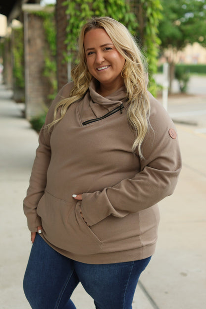 Michelle Mae Classic Zoey ZipCowl Sweatshirt - Mocha