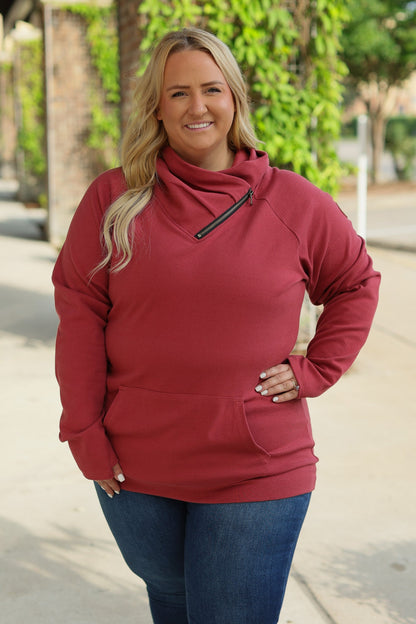 Michelle Mae Classic Zoey ZipCowl Sweatshirt - Brick