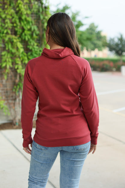 Michelle Mae Classic Zoey ZipCowl Sweatshirt - Brick