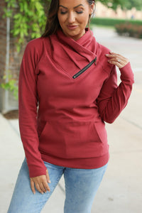 Michelle Mae Classic Zoey ZipCowl Sweatshirt - Brick