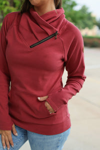 Michelle Mae Classic Zoey ZipCowl Sweatshirt - Brick