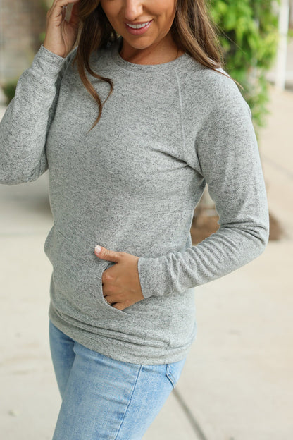 Michelle Mae Hannah Pocket Pullover - Grey