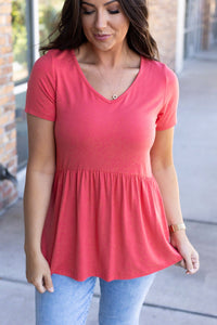 Michelle Mae Sarah Ruffle Short Sleeve - Deep Coral