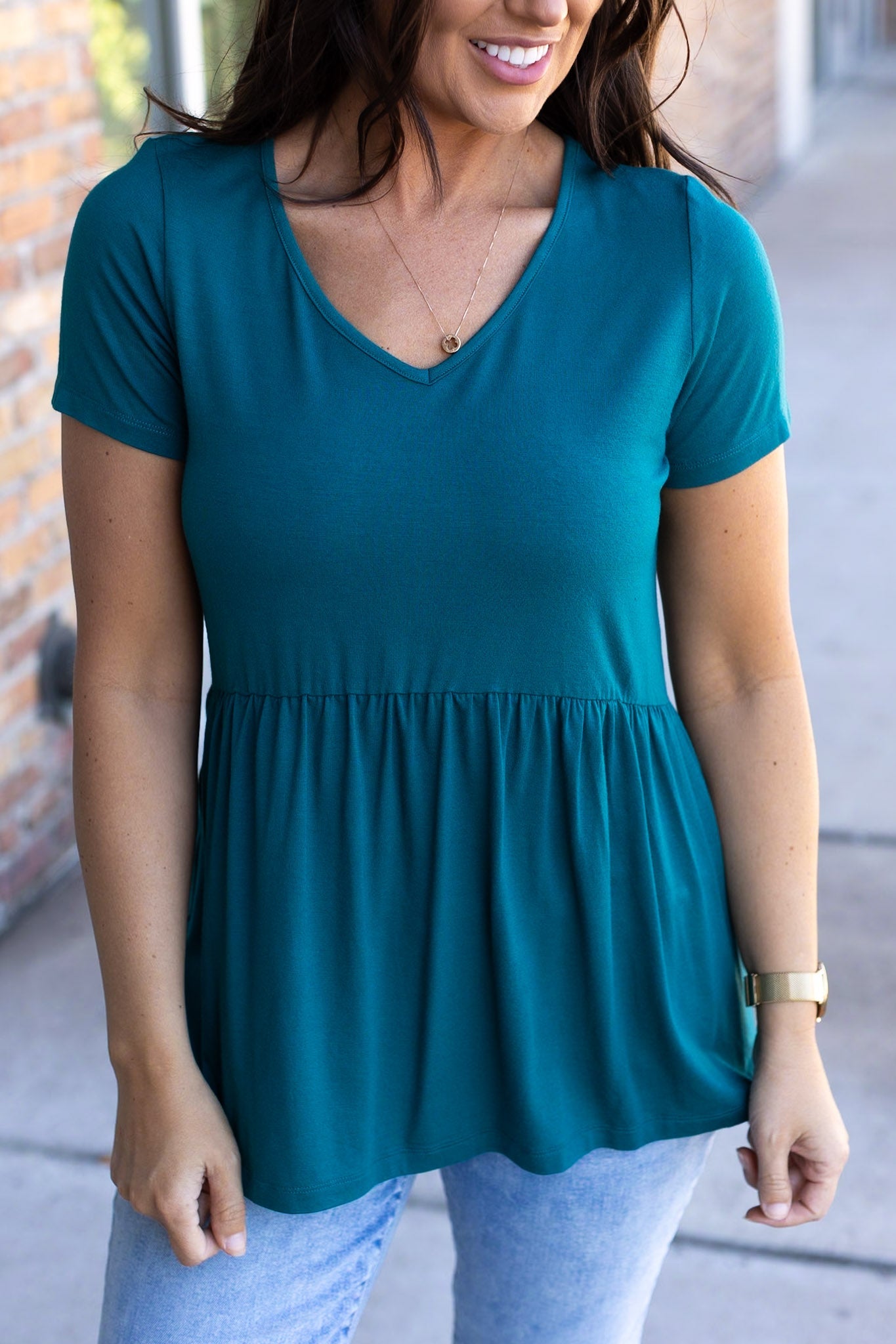 Michelle Mae Sarah Ruffle Short Sleeve - Teal