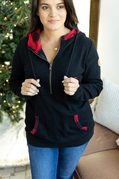 Michelle Mae Avery Accent HalfZip Hoodie - Buffalo Plaid