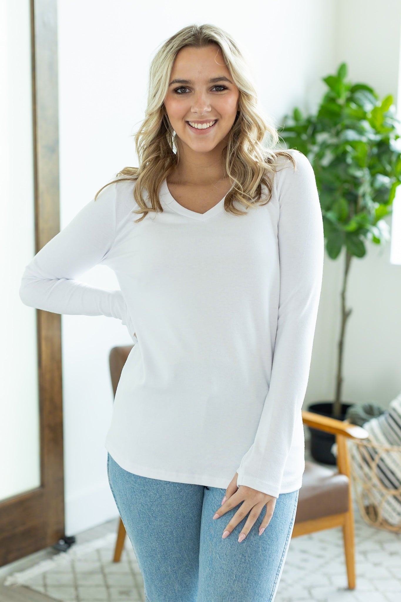 Michelle Mae Leah Long Sleeve Top - White