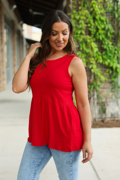 Michelle Mae Renee Ruffle Tank - Red