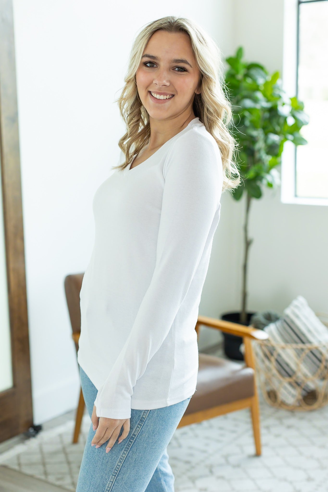 Michelle Mae Leah Long Sleeve Top - White