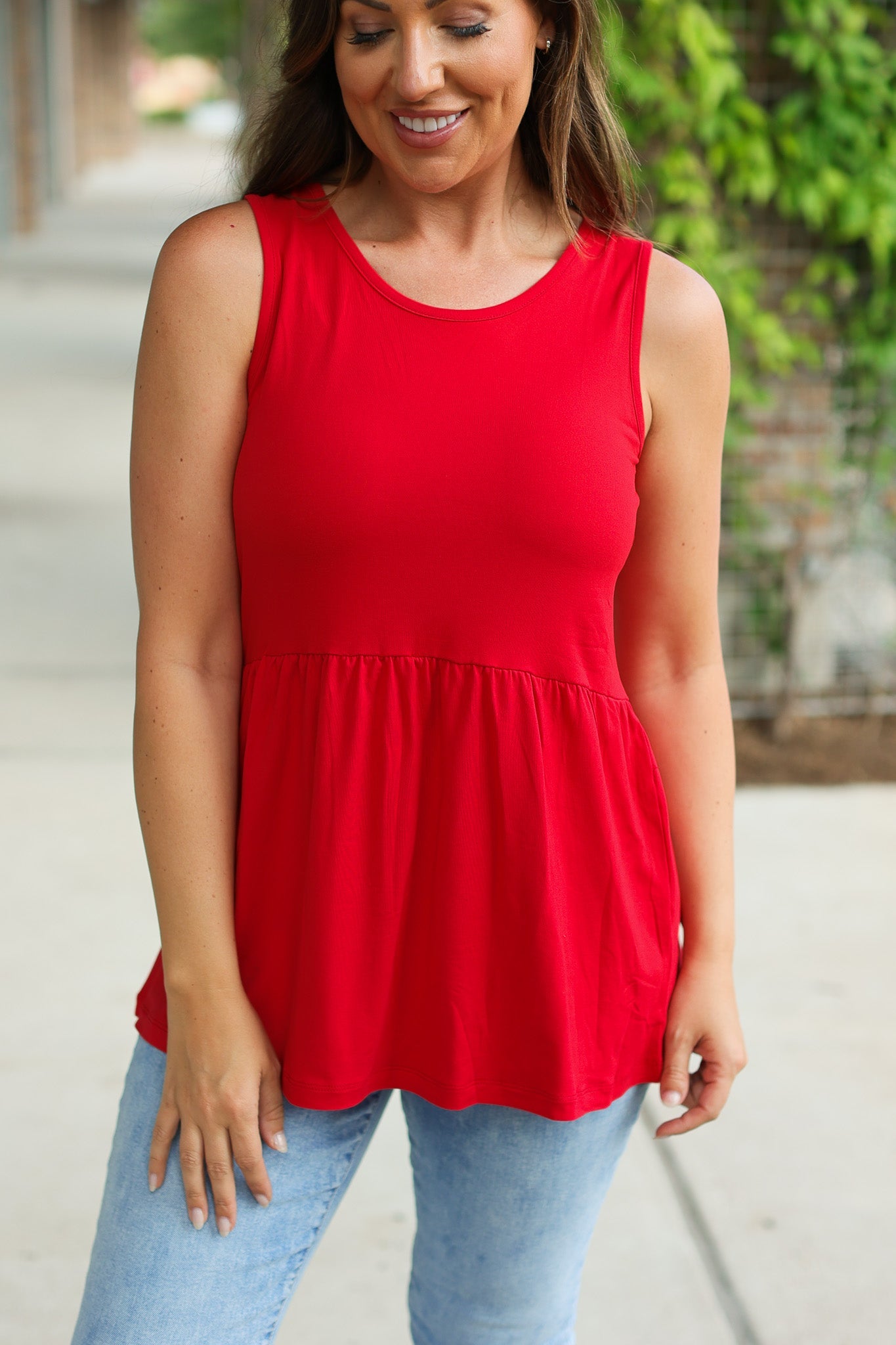 Michelle Mae Renee Ruffle Tank - Red