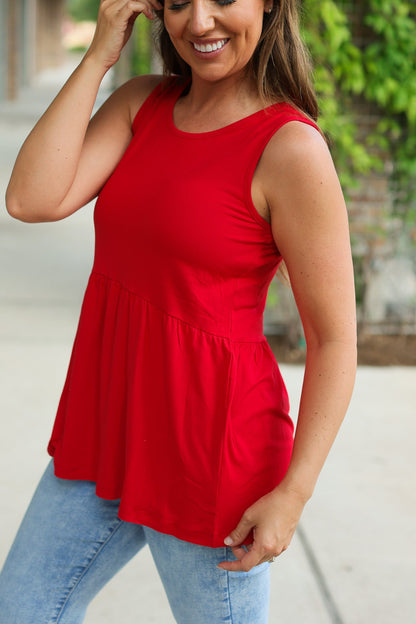 Michelle Mae Renee Ruffle Tank - Red