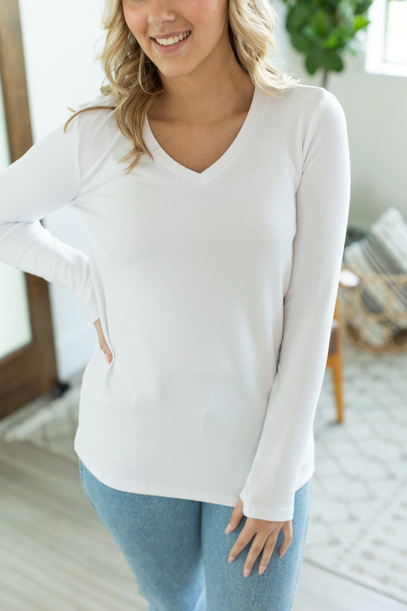 Michelle Mae Leah Long Sleeve Top - White