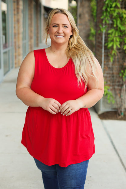 Michelle Mae Renee Ruffle Tank - Red