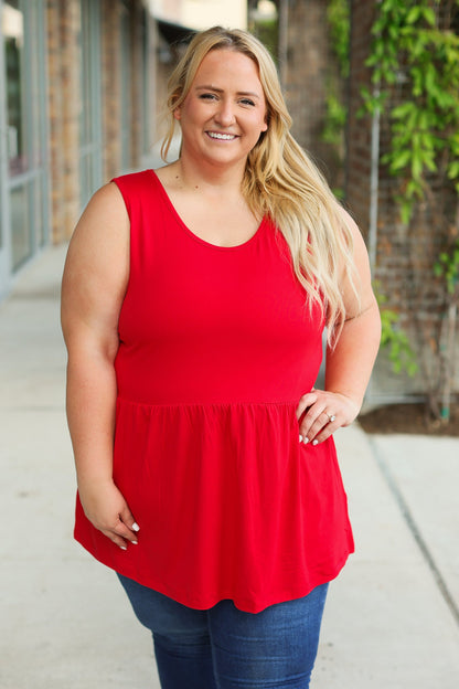 Michelle Mae Renee Ruffle Tank - Red