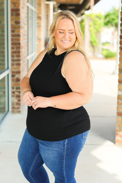 Tara Ribbed Tank - Black