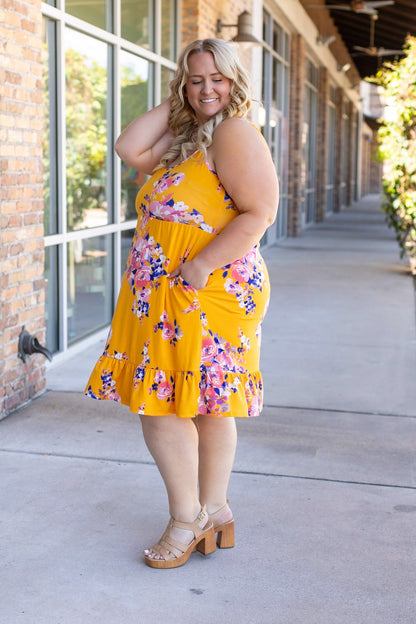 Michelle Mae Rory Ruffle Dress - Golden Floral