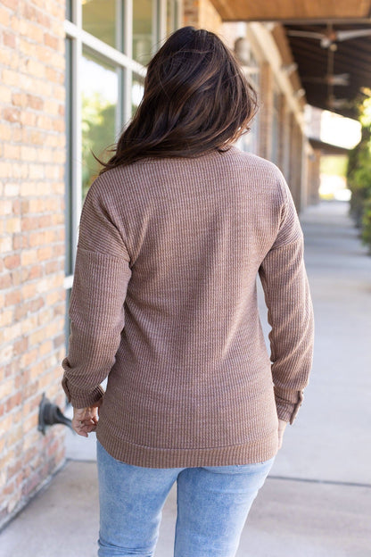 Michelle Mae Brittney Button Sweater - Mocha