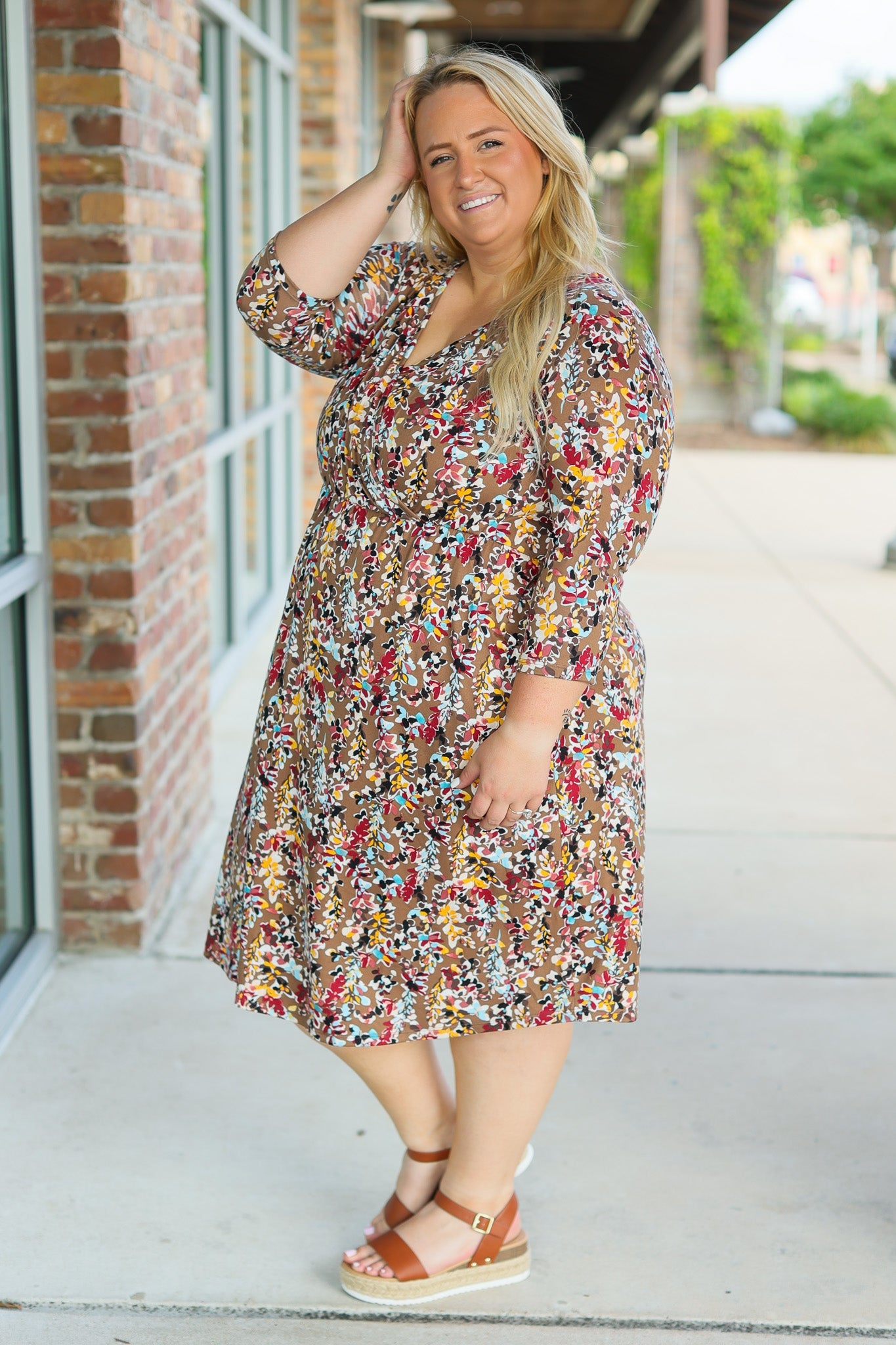 Michelle Mae Taylor Dress - Mocha Floral