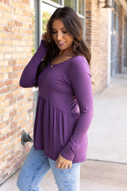 Michelle Mae Long Sleeve Sarah Ruffle - Purple