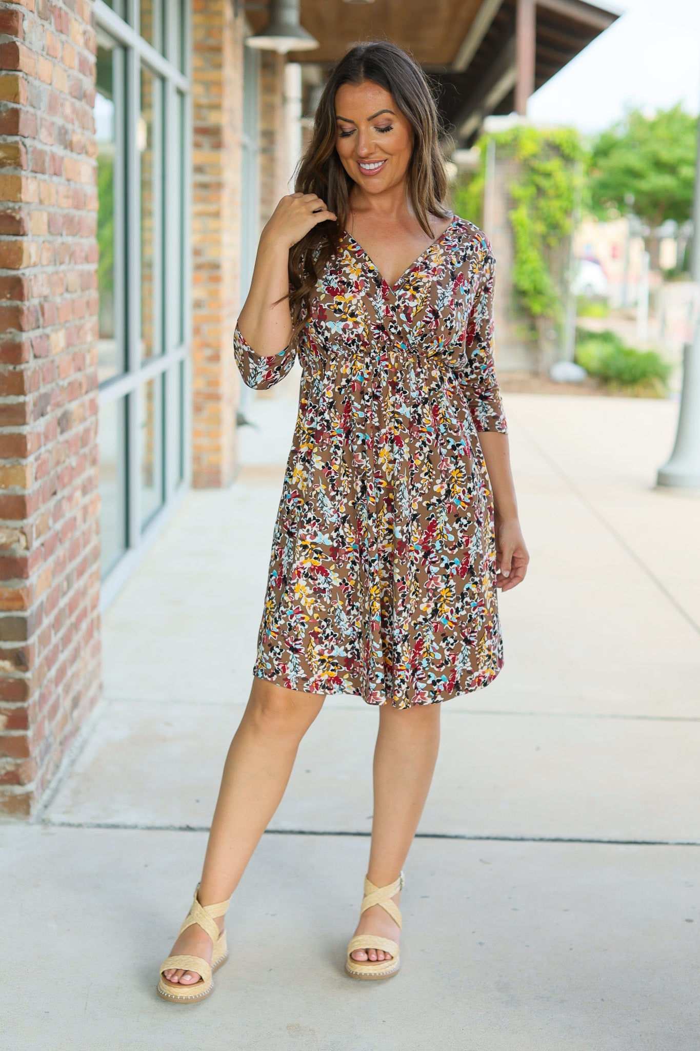 Michelle Mae Taylor Dress - Mocha Floral